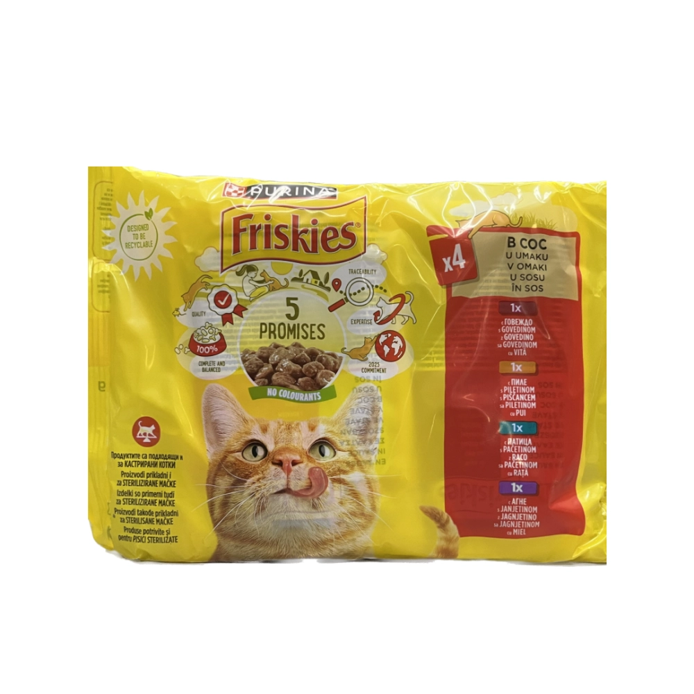 FRISKIES GOVEDINA,PILETINA,PAČETINA,JAGNJETINA 4x85g