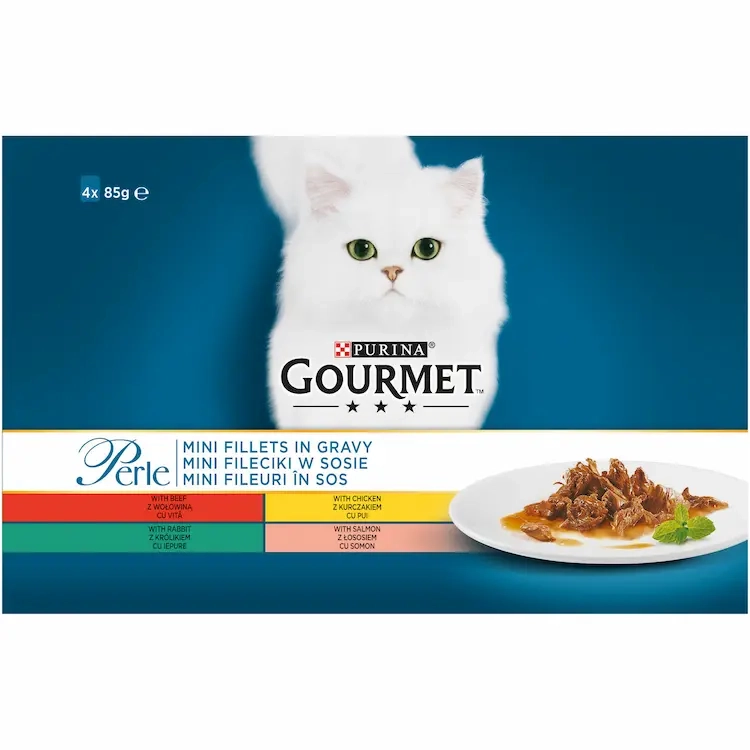GOURMET PERLE GOVEDINA,PILETINA, LOSOS, ZEČETINA U SOSU 4x85g