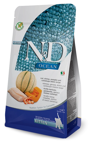 N&D OCEAN BUNDEVA BAKALAR ŠKAMPI DINJA KITTEN 300g