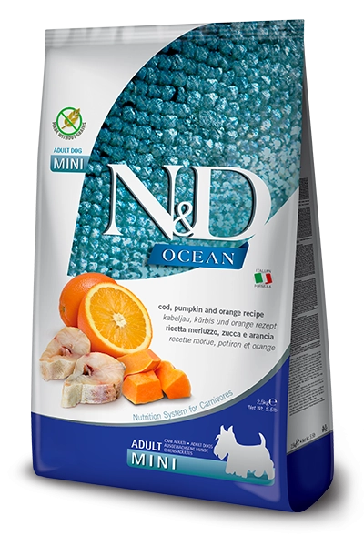 N&D OCEAN MINI ADULT BUNDEVA BAKALAR 800g
