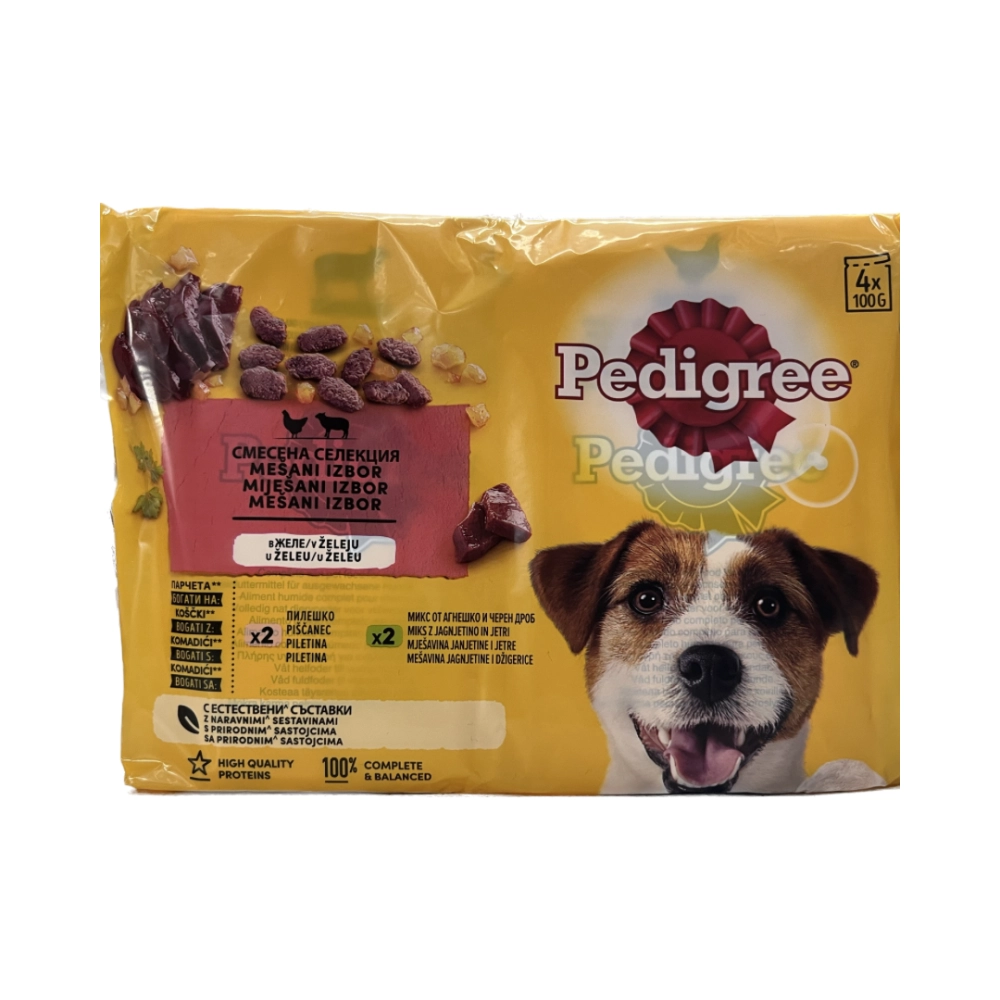 PEDIGREE PILETINA JAGNJETINA JETRA 4x100g
